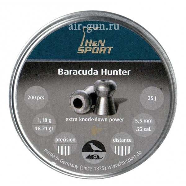 Пули пневматические H&N Baracuda Hunter 5,5 мм 1,18 грамма (200 шт)