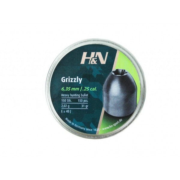 Пули пневматические H&N Grizzly 6,35 мм 2,02 грамма (150 шт)