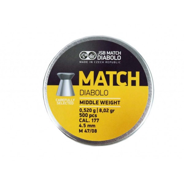 Пули пневматические JSB Yellow Match 4,5 мм 0,52 грамма (500 шт)