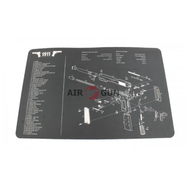 Коврик для чистки оружия Colt 1911 42,5х28 см (черн/белый)