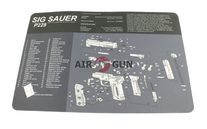 Коврик для чистки оружия Sig Sauer P229 42,5х28 см (черн/белый)