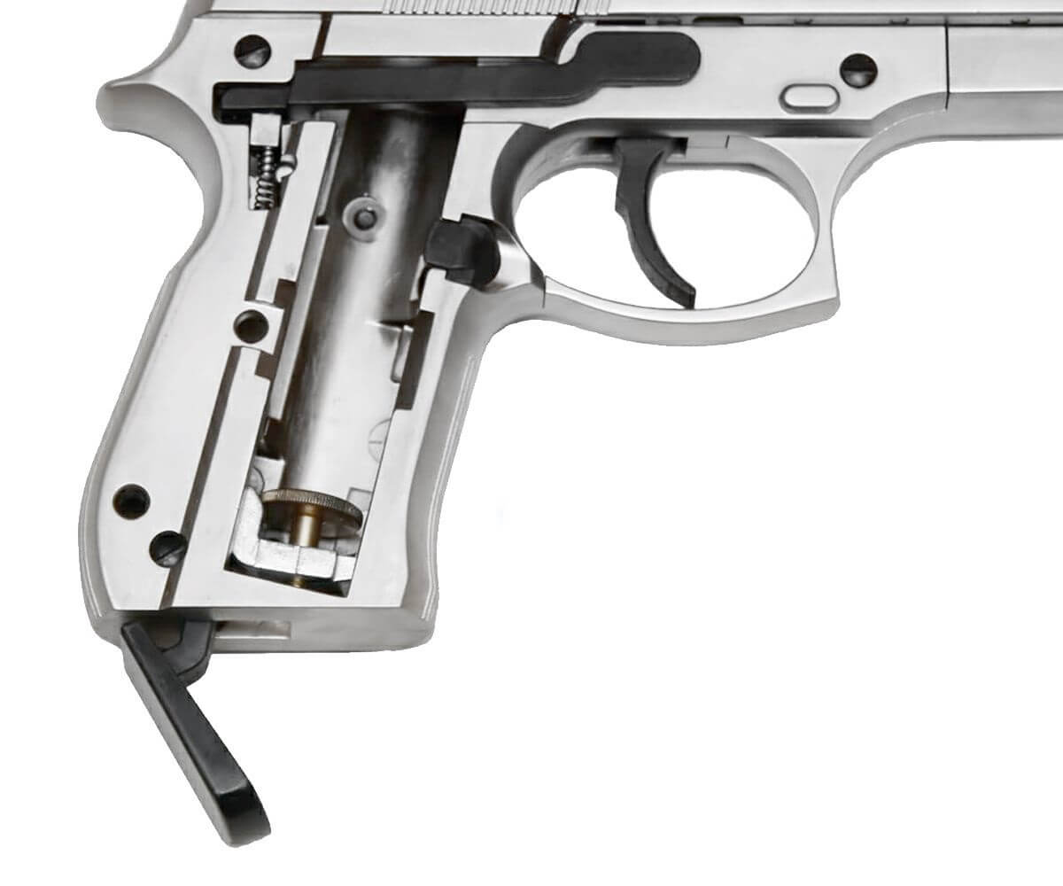 Пневматический пистолет Umarex Beretta M92 FS Никель с чёрными накладками 4,5 мм