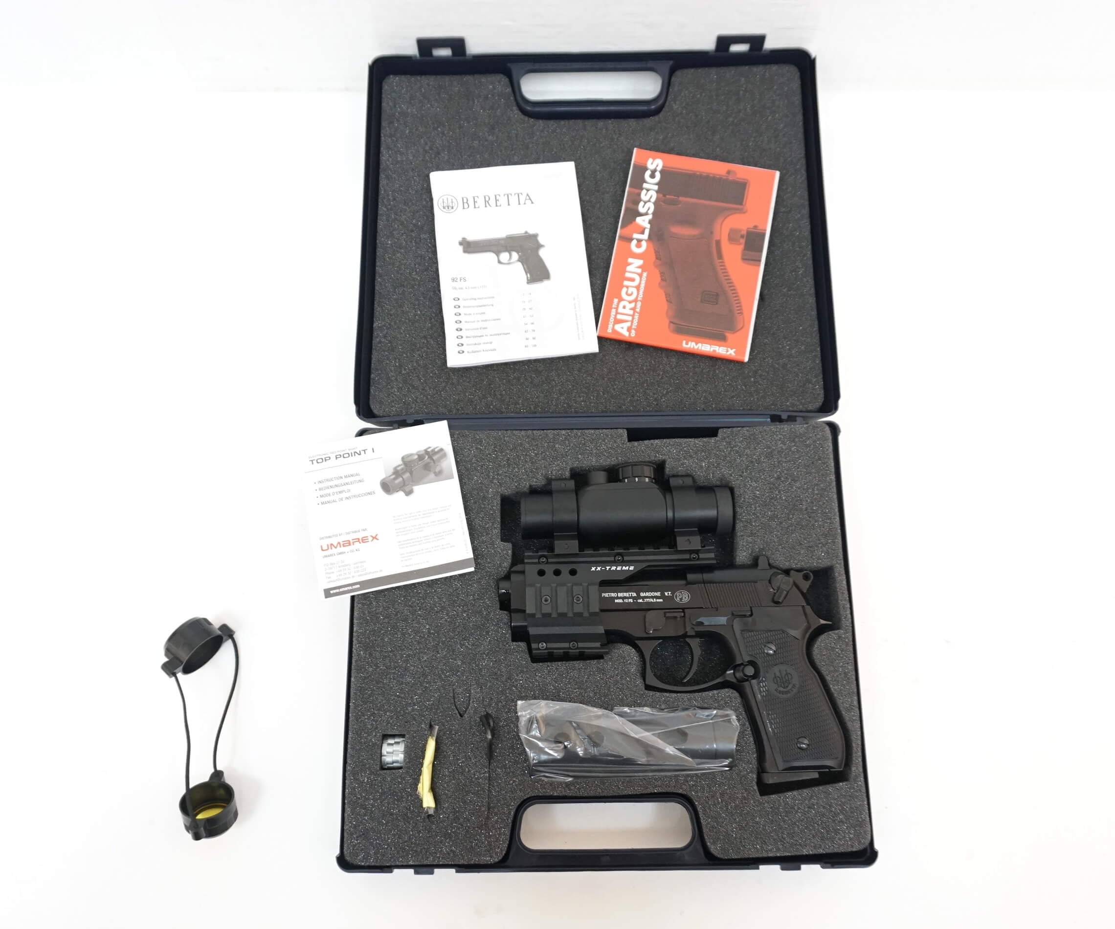 Пневматический пистолет Umarex Beretta M92 FS XX-TREME с глушителем, коллиматором 4,5 мм