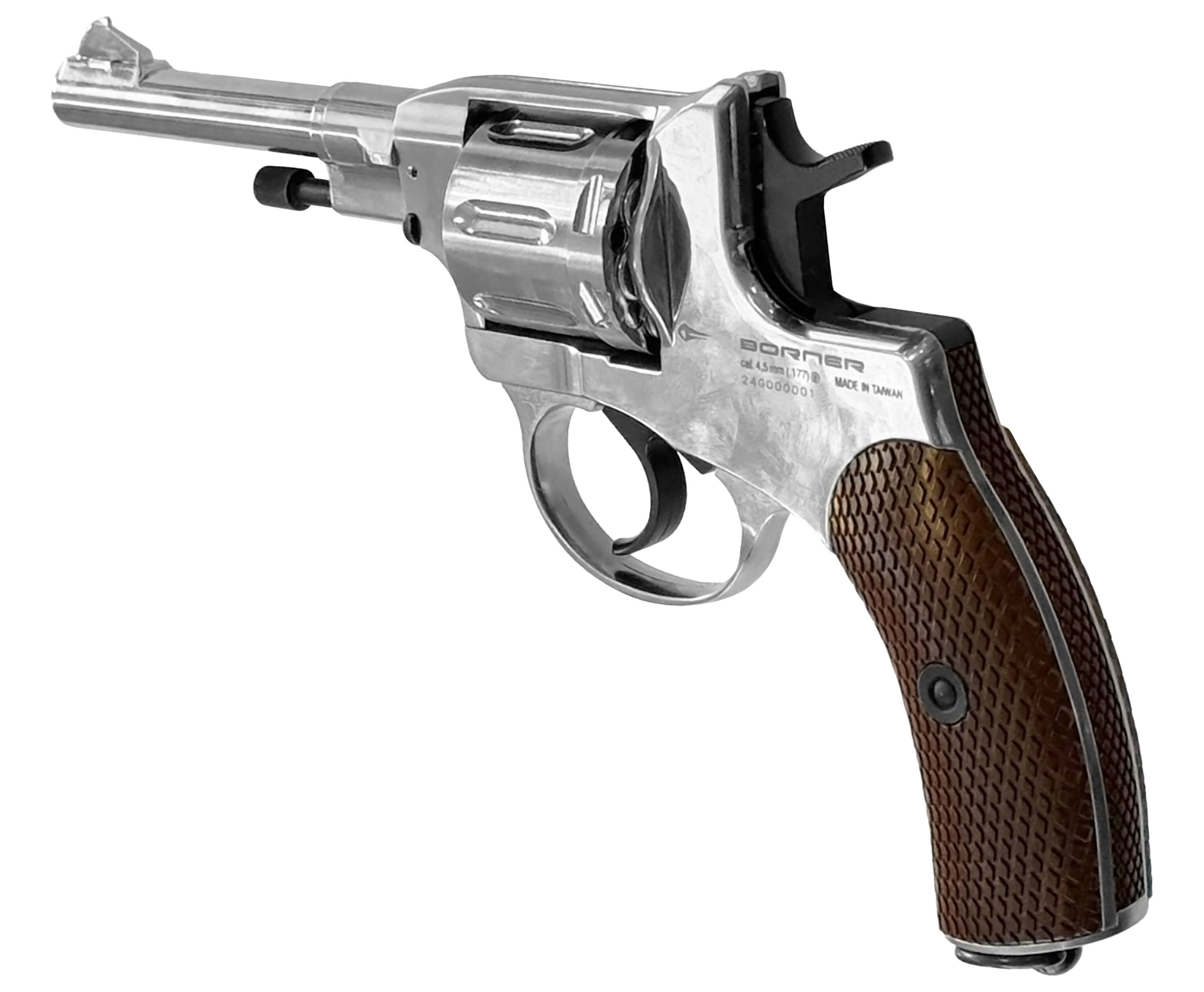Пневматический револьвер Borner NGT-B Silver 4,5 мм Пневматический револьвер Borner NGT-B Silver 4,5 мм
